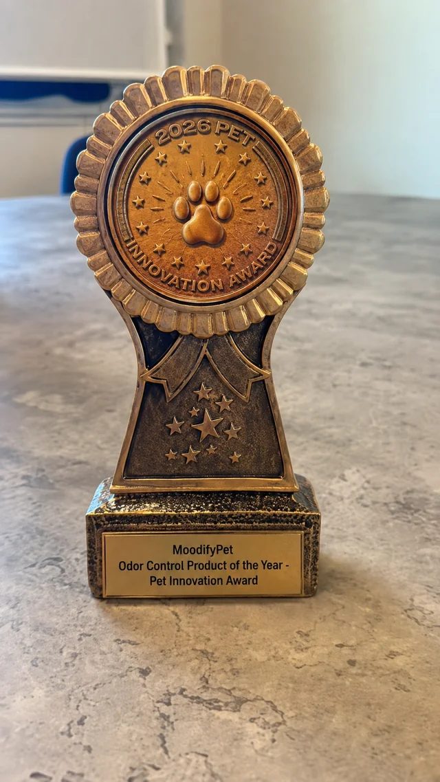 MoodifyPet Odor Control Product of the Year - Winner Pet Innovation Award physical trophy