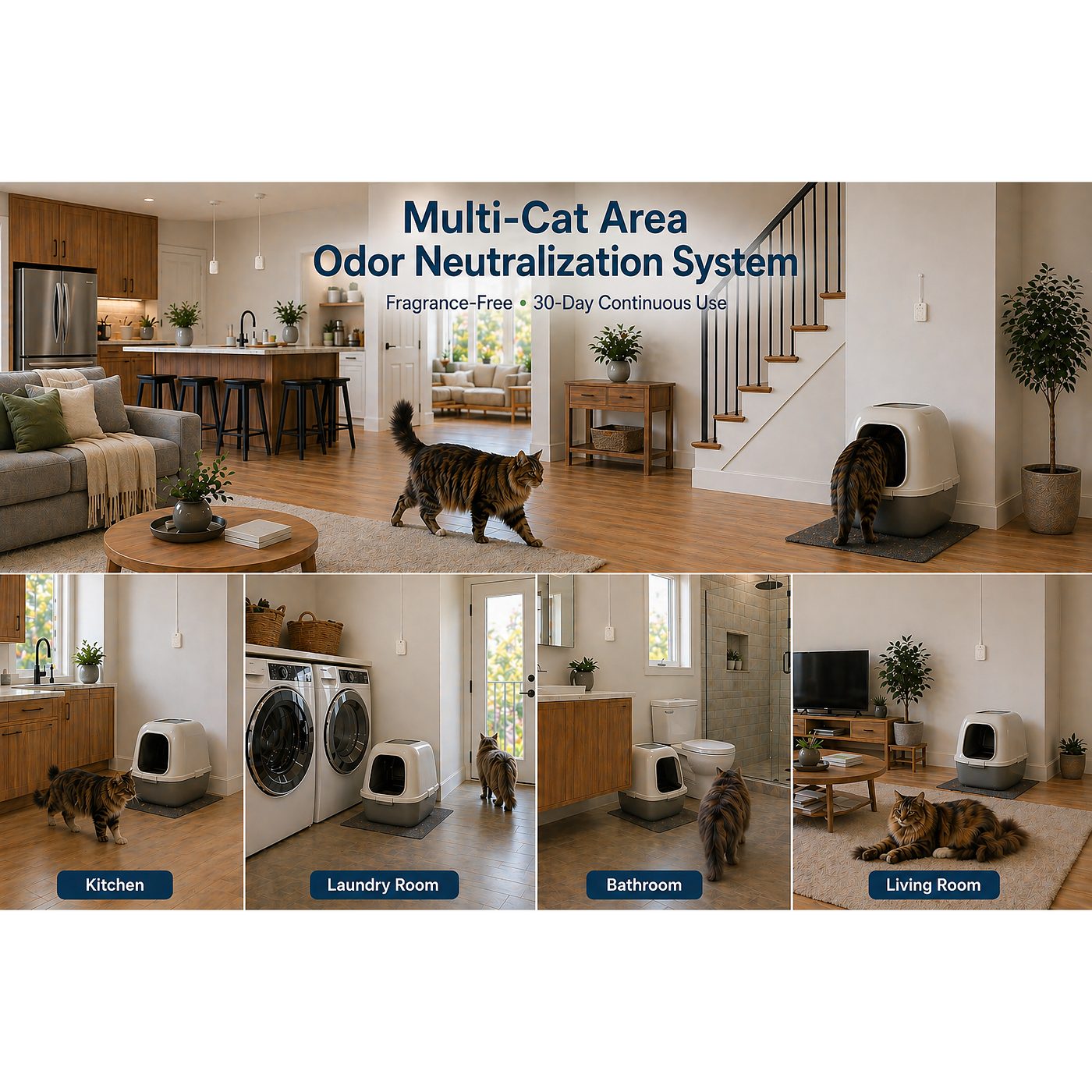 12 Pack · Maximum Coverage System — fragrance-free during use cat litter odor eliminator system by MoodifyPet, multi-cat litter box odor control system for the home