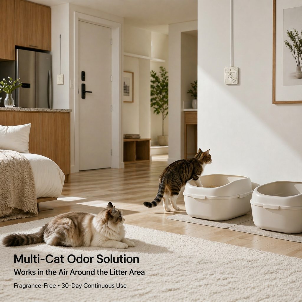 3 Pack · Multi-Cat Odor Solution — fragrance-free during use cat litter odor eliminator system by MoodifyPet, multi-cat litter box odor control system for the home