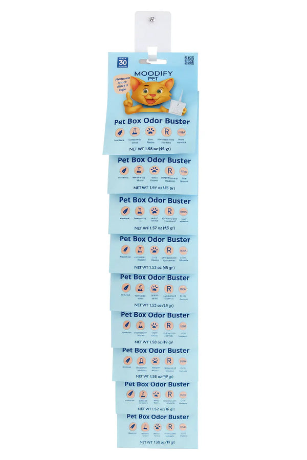 MoodifyPet The Organic, Non-Toxic Cat Box Odor Eliminator Clip Strip 12 Pentads MoodifyPet