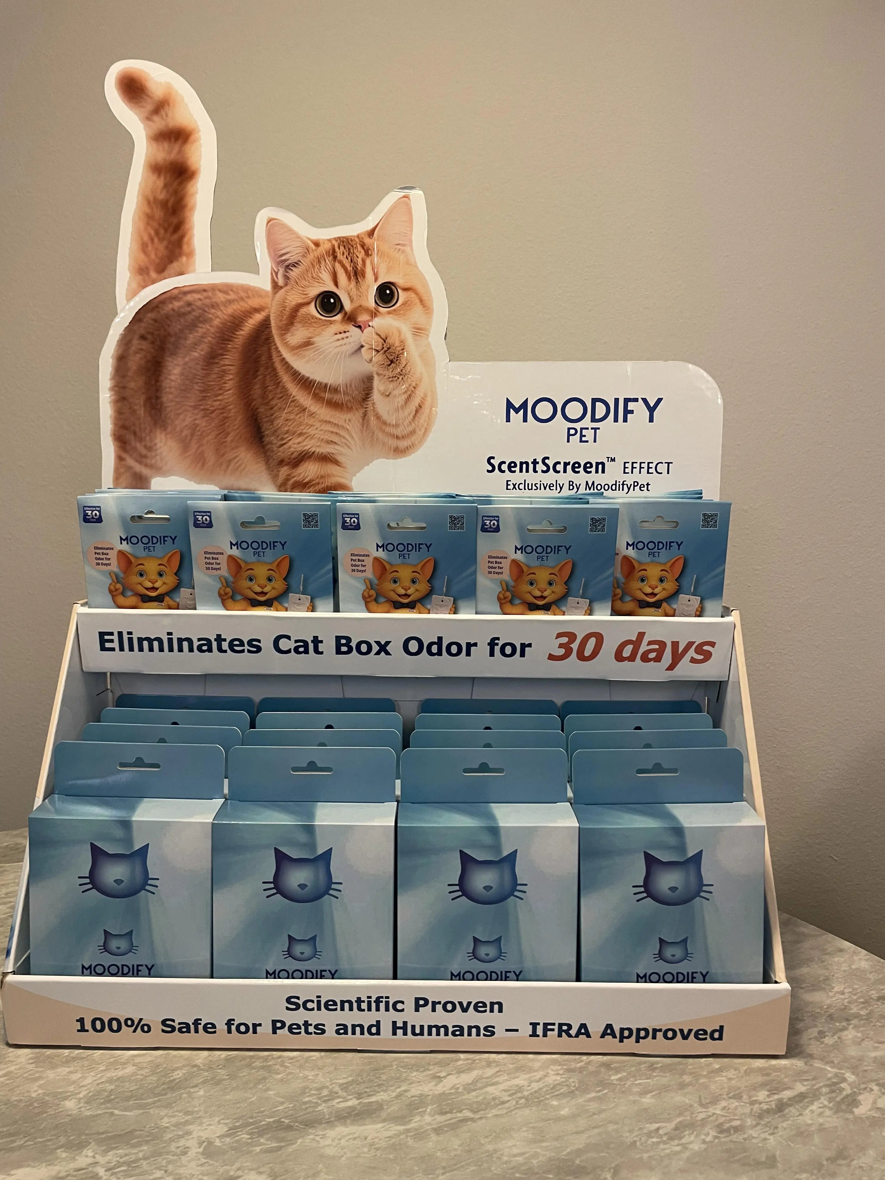 MoodifyPet Cat Box Odor Eliminator POD Full size cat with wagging tail MoodifyPet