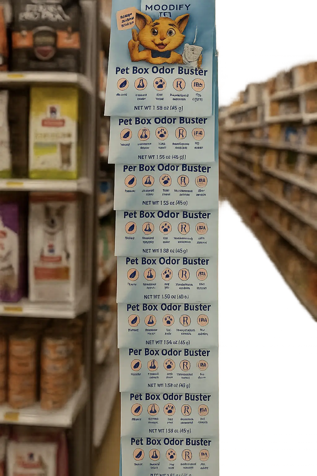 MoodifyPet The Organic, Non-Toxic Cat Box Odor Eliminator Clip Strip 12 Pentads MoodifyPet