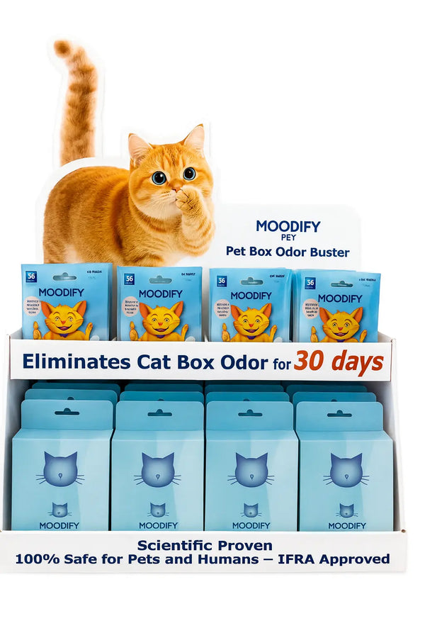 MoodifyPet Cat Box Odor Eliminator POD Full size cat with wagging tail MoodifyPet